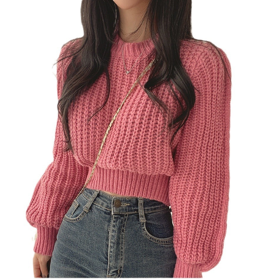 Pink Puff Sleeve Sweater 64H241