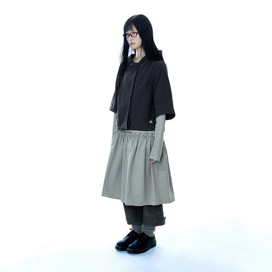 Small Flower Button Hooded Bat Sleeve Cloak Jacket Female 73C103