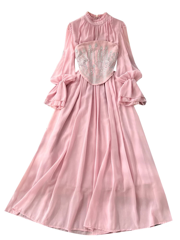 Pink Lace Diamond Dress  64D116