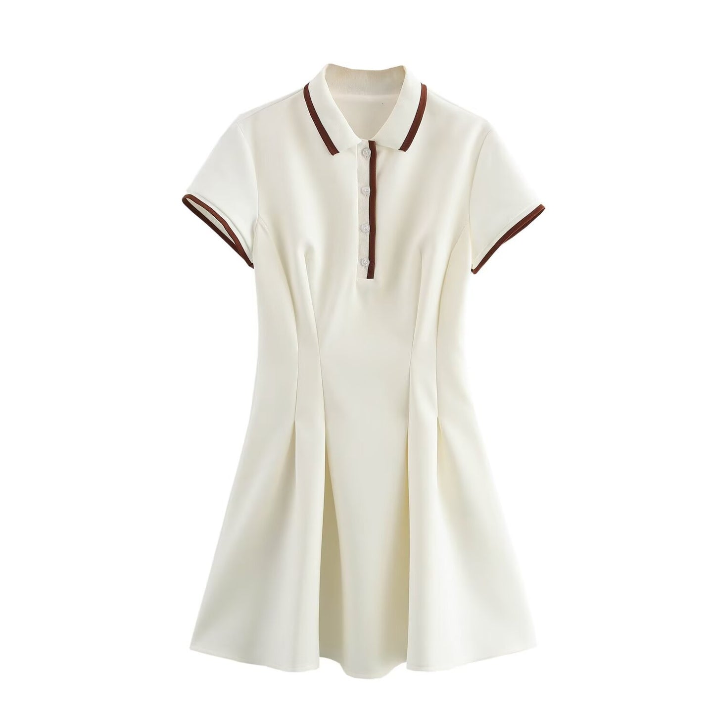 Color Matching Ribbed Wide Pleated Slim Dress SA349
