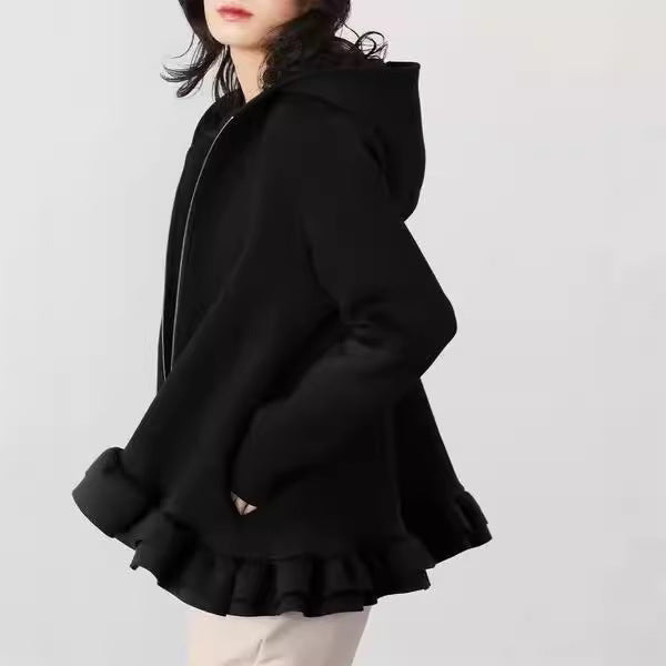 Autumn and Winter Lotus Leaf Hem Zipper Sweater  SA605