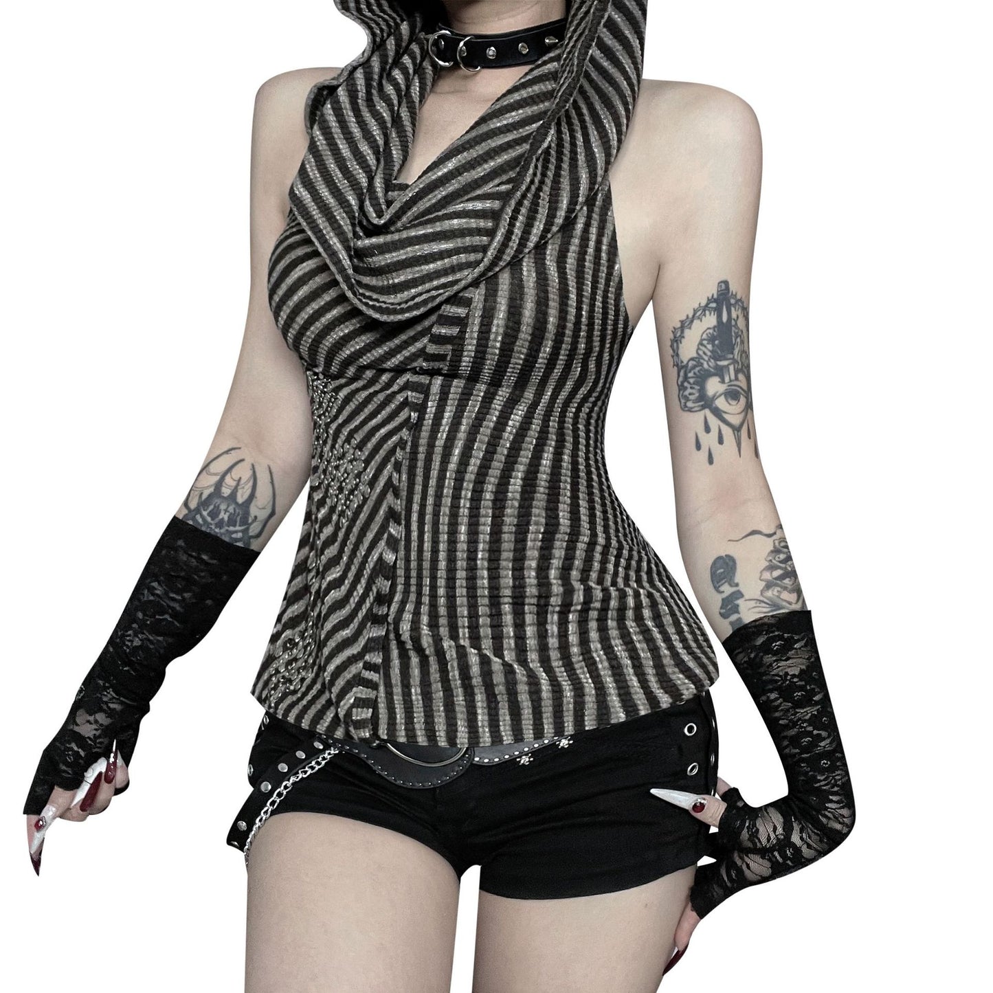 Backless Hooded Vest Top SA775
