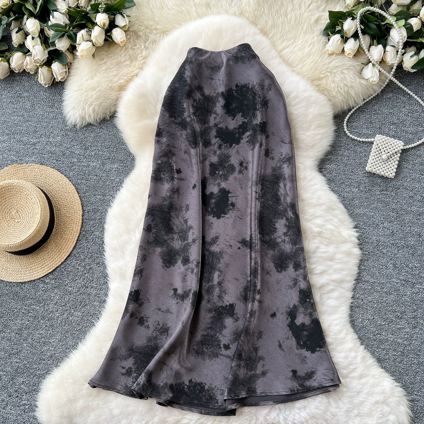 Ink Printing High Waist and Thin Fishtail Skirt 69A694