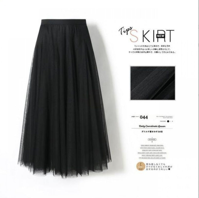 Carefully Selected Pleated Skirt with Mesh Overlay 69B976