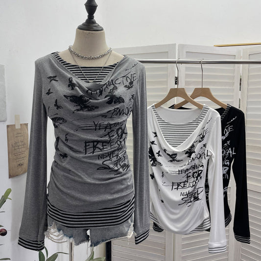 Fake Two-piece Striped Long-sleeved T-shirt SA654/SA655
