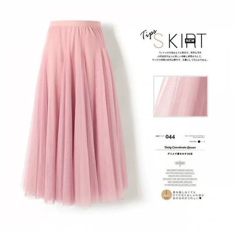 Carefully Selected Pleated Skirt with Mesh Overlay 69B976