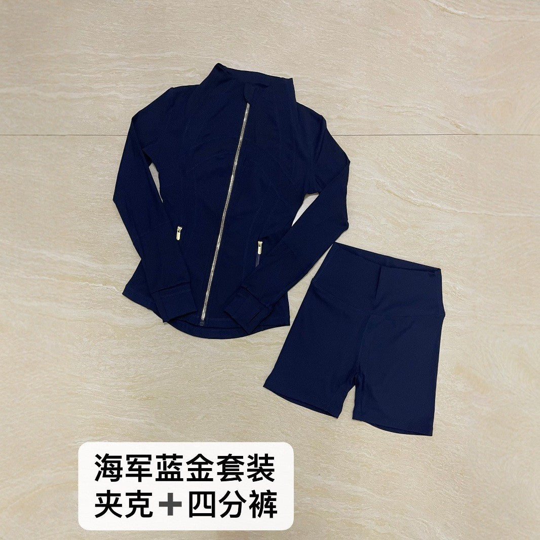Quarter Pants + Stand-up Collar Jacket Set SA517