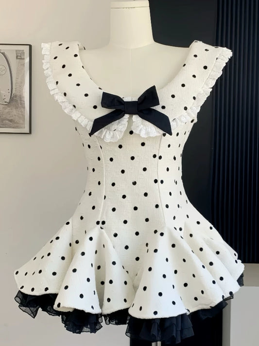 Polka Dot Flutter Sleeve Dress SA827