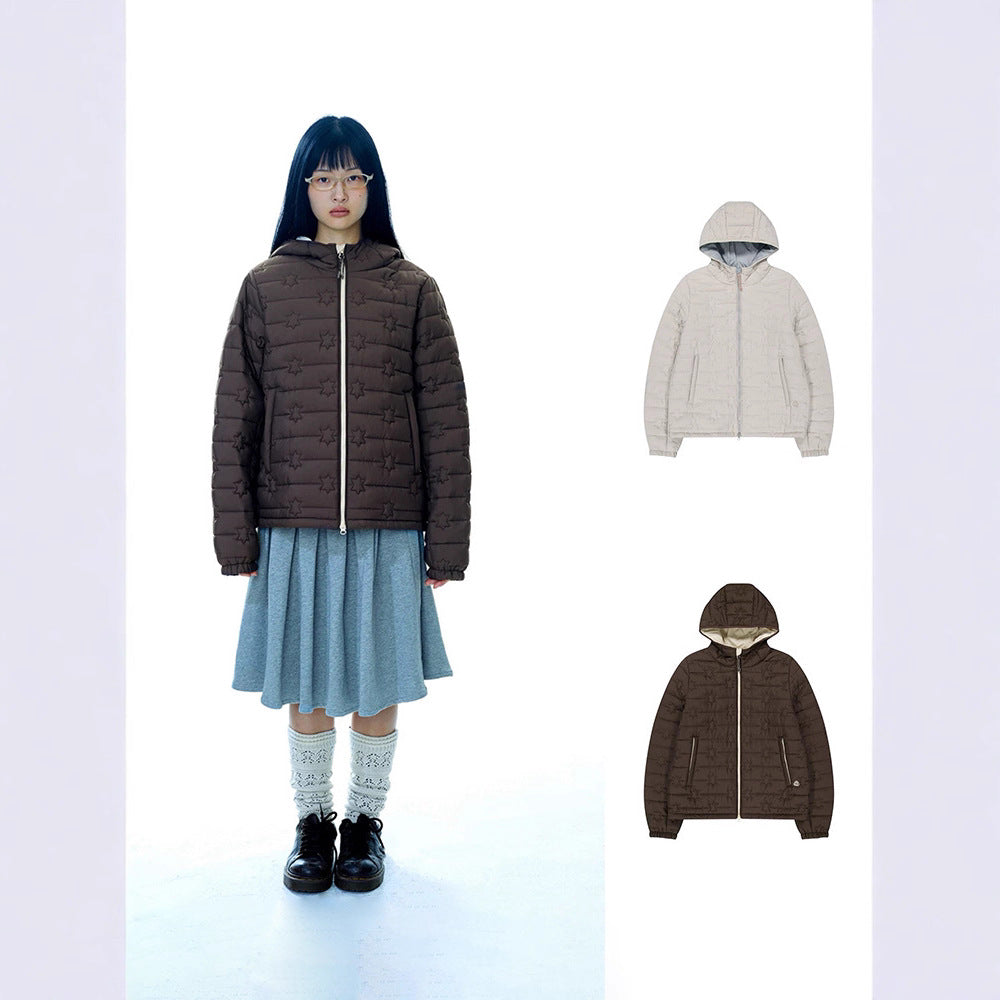 Star Stitching Solid Color Padded Cotton Light Velvet Women 73C095