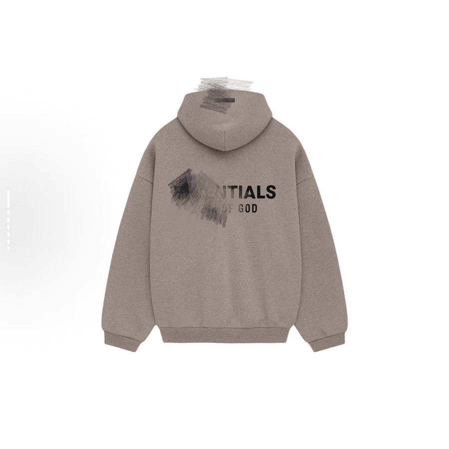 Letter Print Fleece Hoodie  64D063