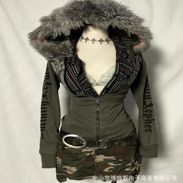 Plush Hooded Sweater Jacket Top SA584