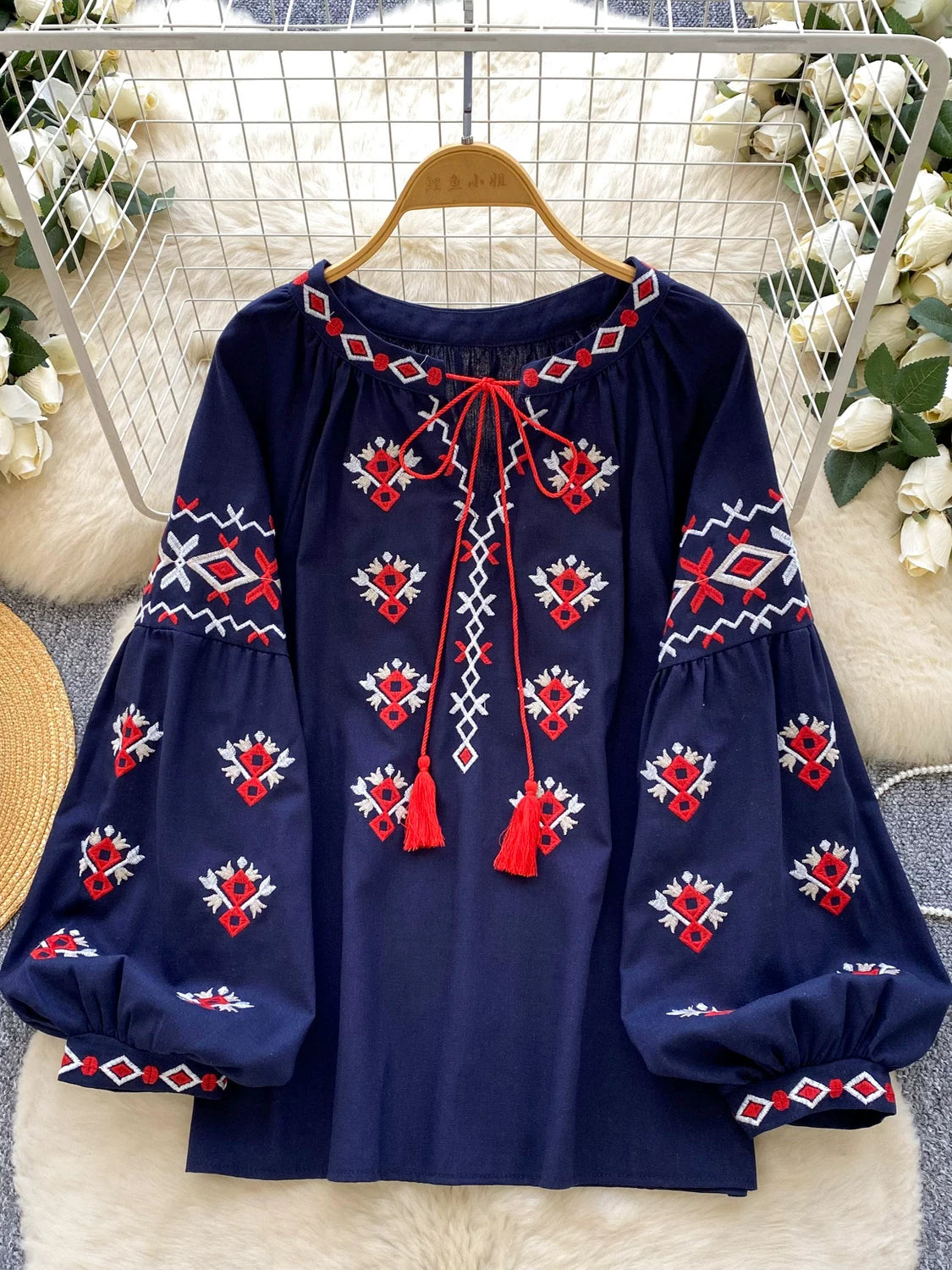 Round Neck Lantern Sleeve Shirt SA762