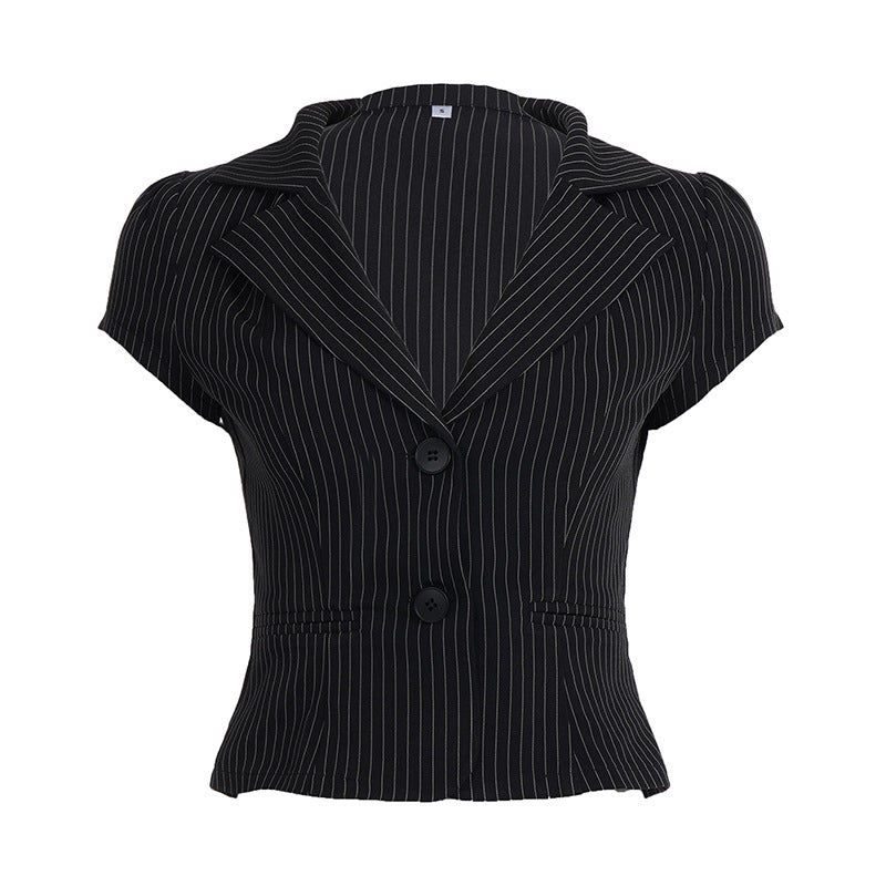 Deep V-neck Striped Shirt SA359