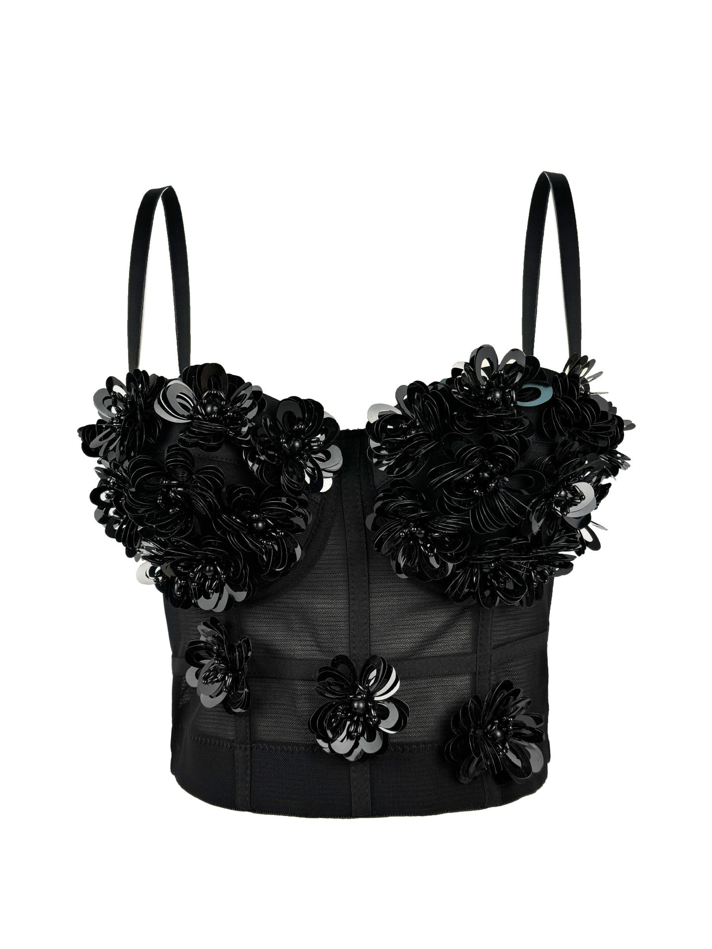 Black and White Sequined Fishbone Sling 69B882