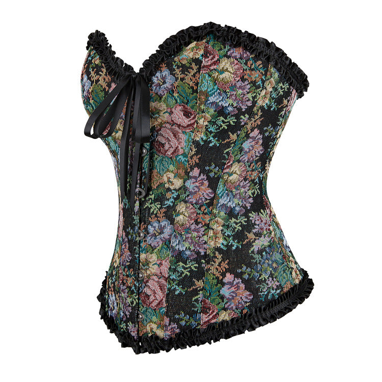 Black Flower Lace Lady's Court Shapewear 69A648