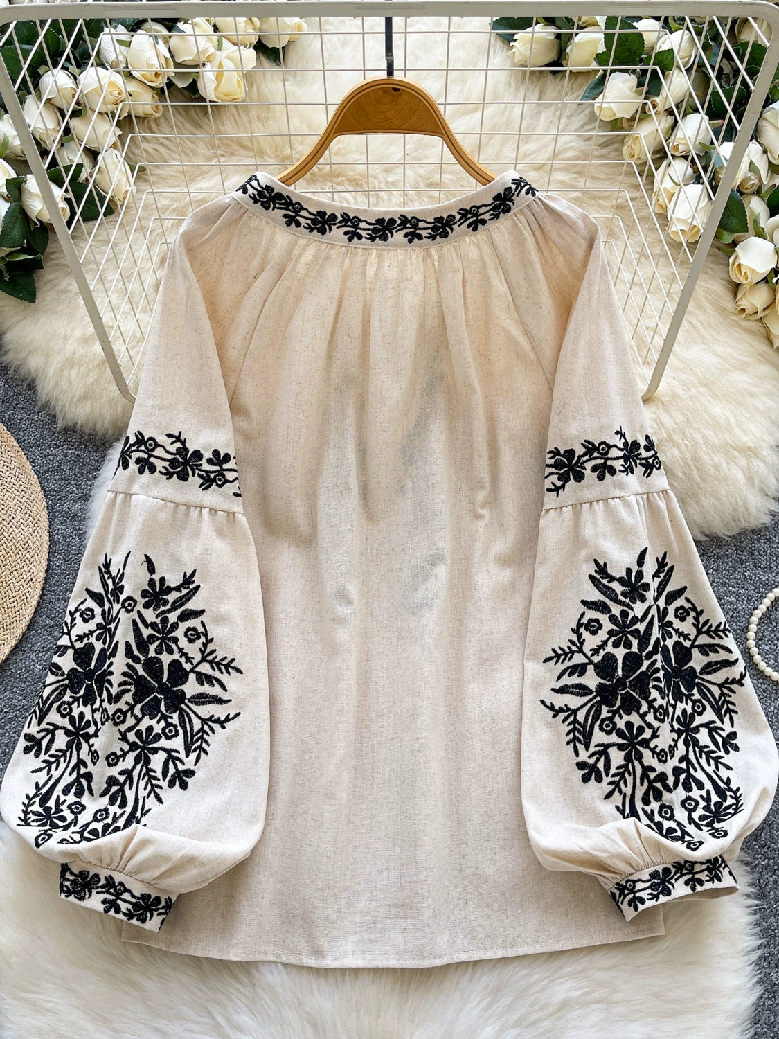 Roller Neck Lantern Sleeve Top SA453