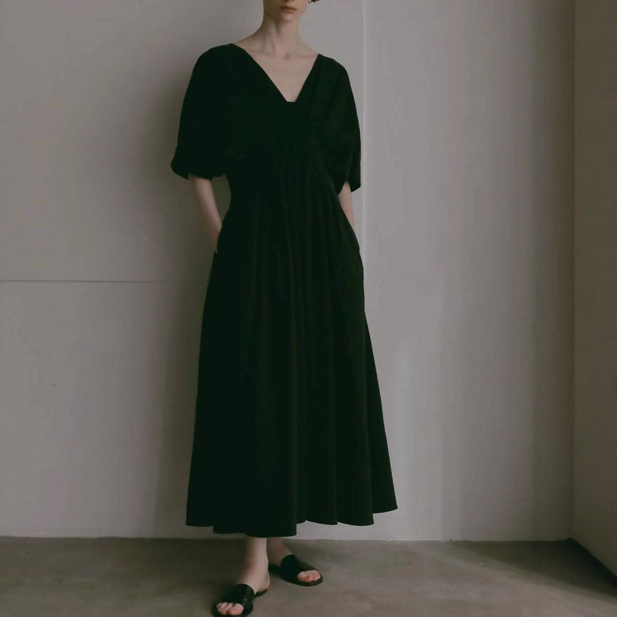 Waist Slim Dress Loose Shoulder Length Dress SA366