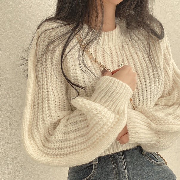 Pink Puff Sleeve Sweater 64H241