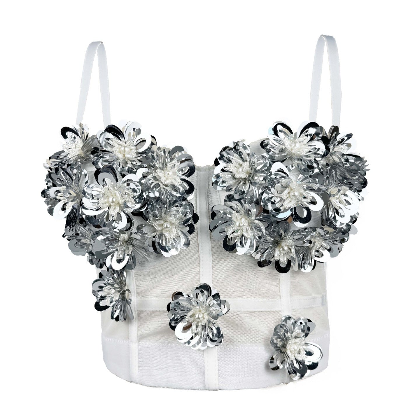 Black and White Sequined Fishbone Sling 69B882