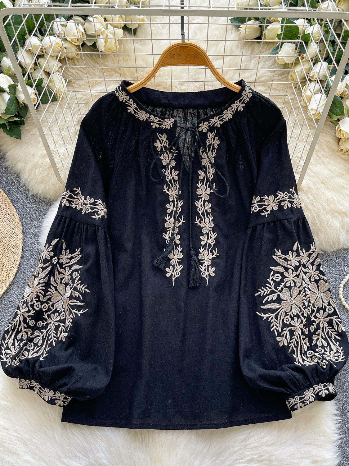 Roller Neck Lantern Sleeve Top SA453