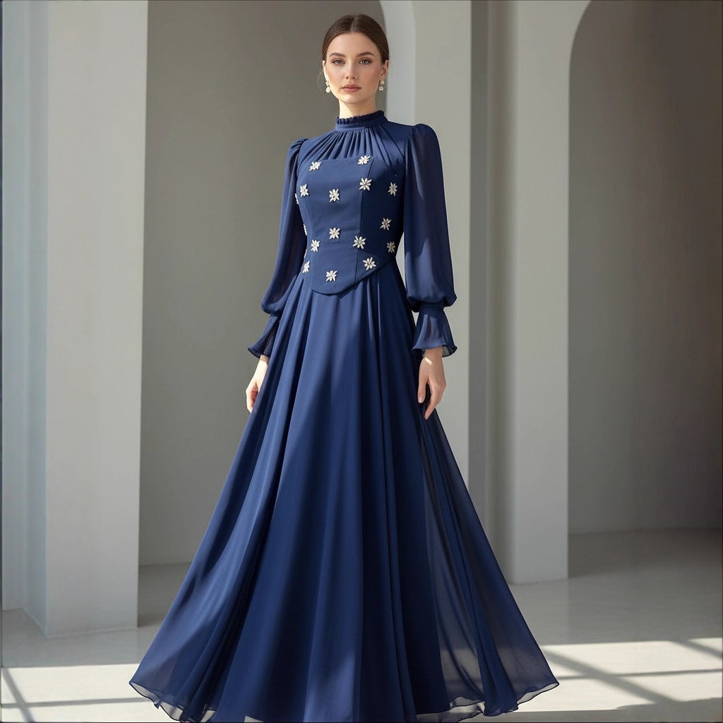Snowflake Diamond Long Sleeve Dress 64H001