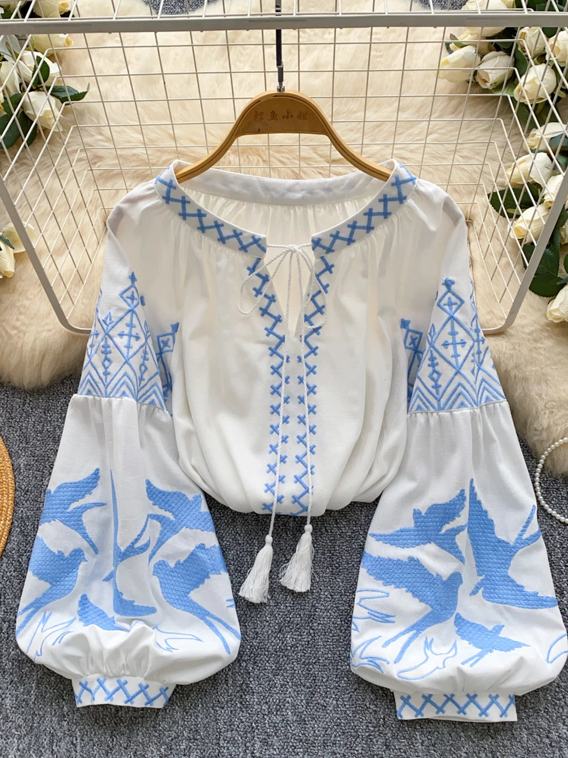 Bohemian Heavy-duty V-neck Embroidered Shirt  SA809