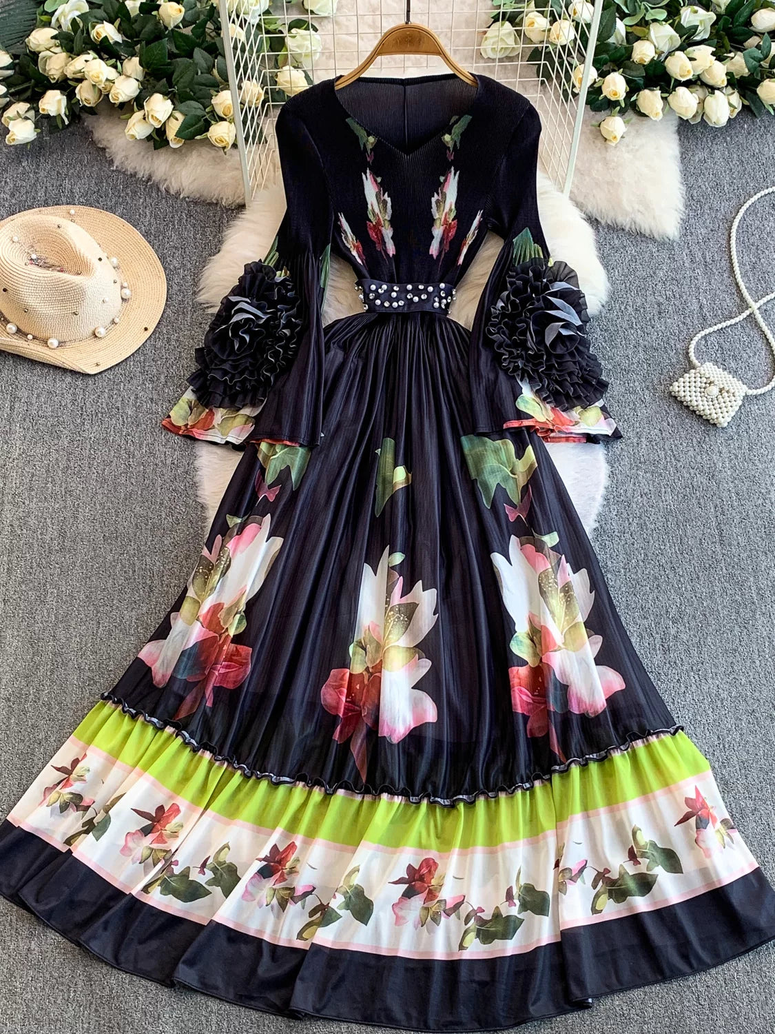 Strappy Waist Ruffle Long Skirt SA760/SA889