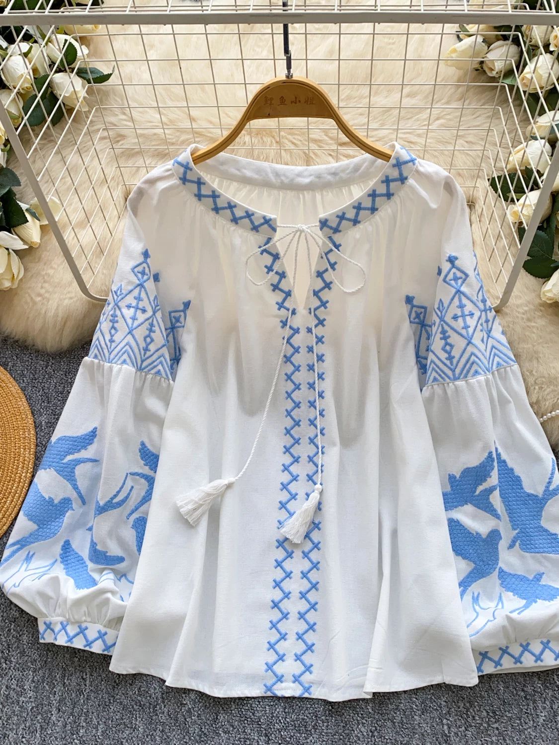 Bohemian Heavy-duty V-neck Embroidered Shirt  SA809