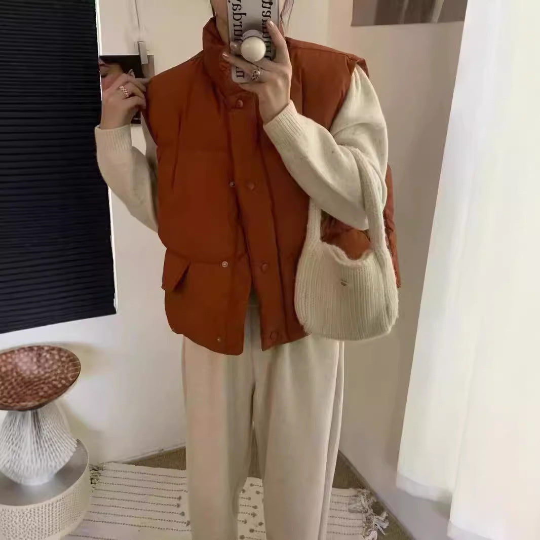 Short Stand-up Collar Vest Thickened Jacket SA487