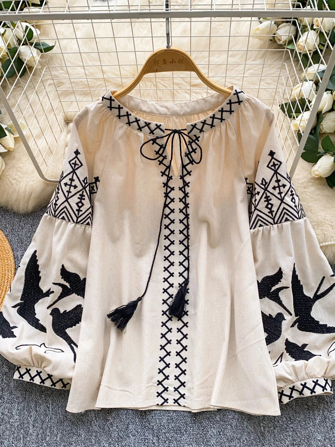 Bohemian Heavy-duty V-neck Embroidered Shirt  SA809
