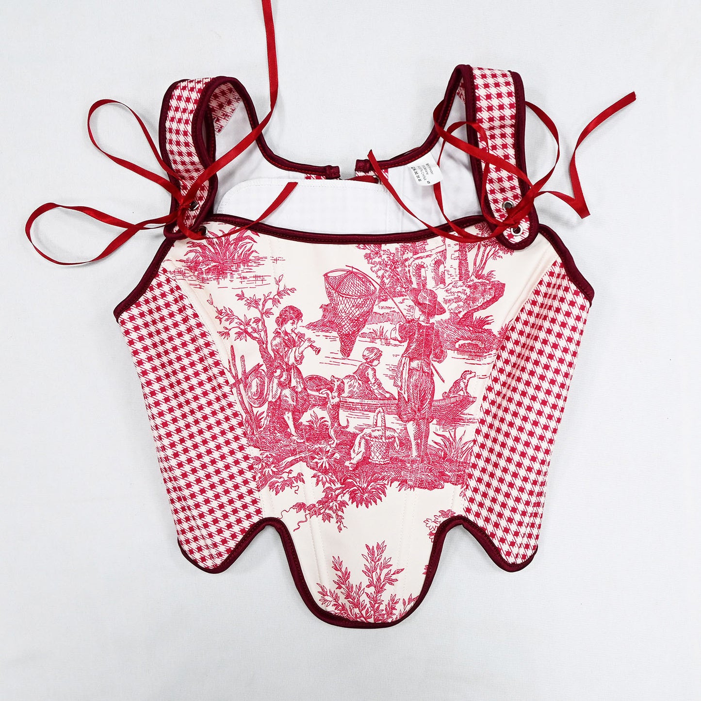 Checked Back Strap Fishbone Top Bra 69B832