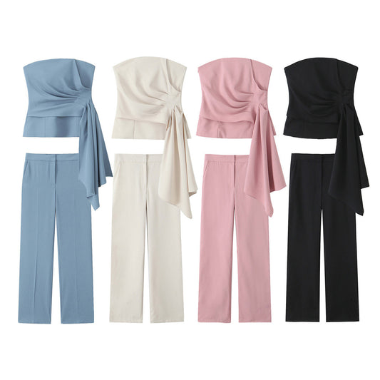 Tube Top Streamer Top + Casual Pants Set SA342