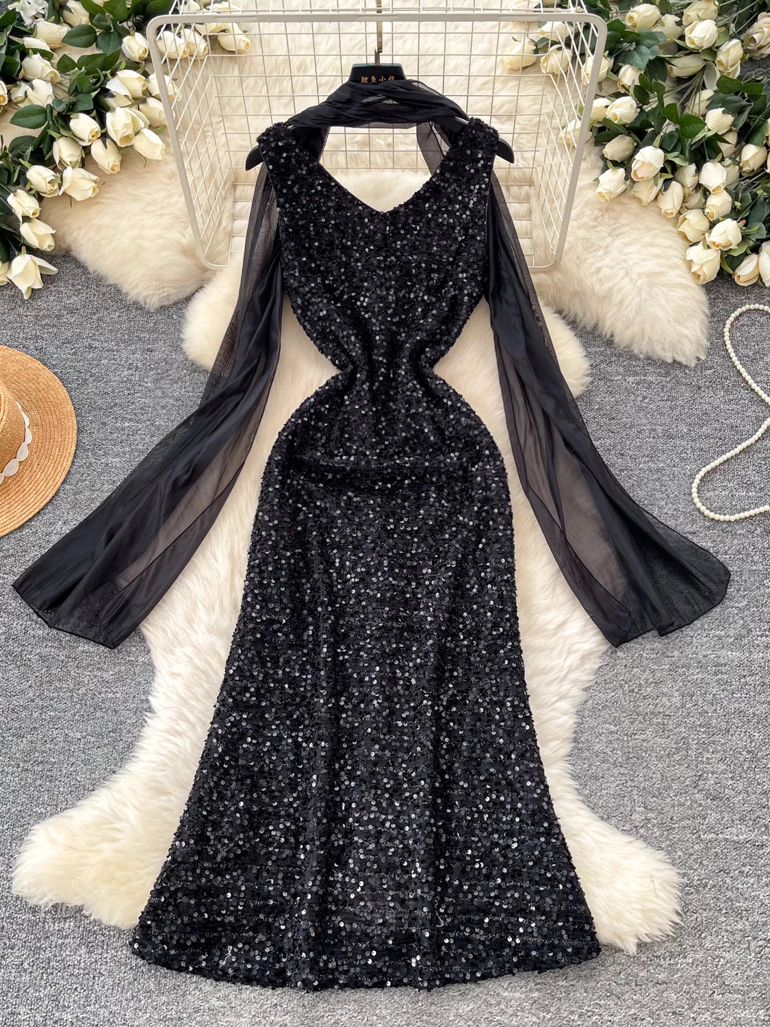 Black Sequin Dress for Women SA804