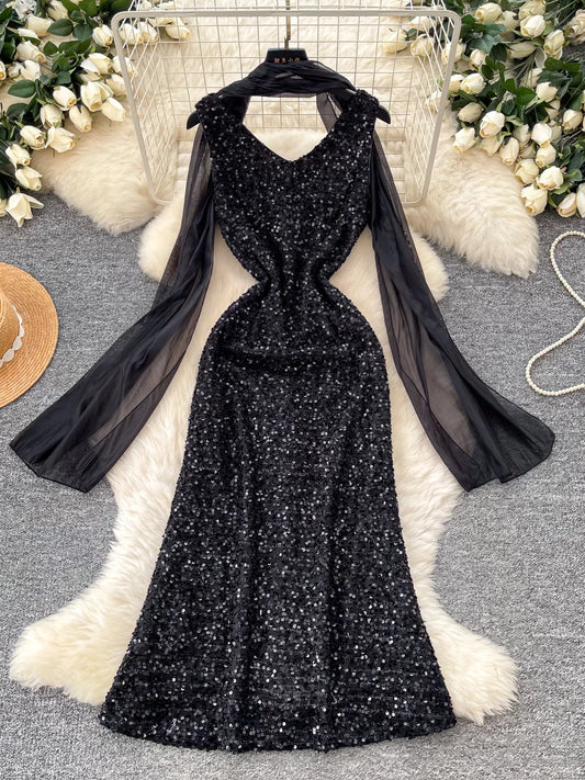 Black Sequin Dress for Women SA804