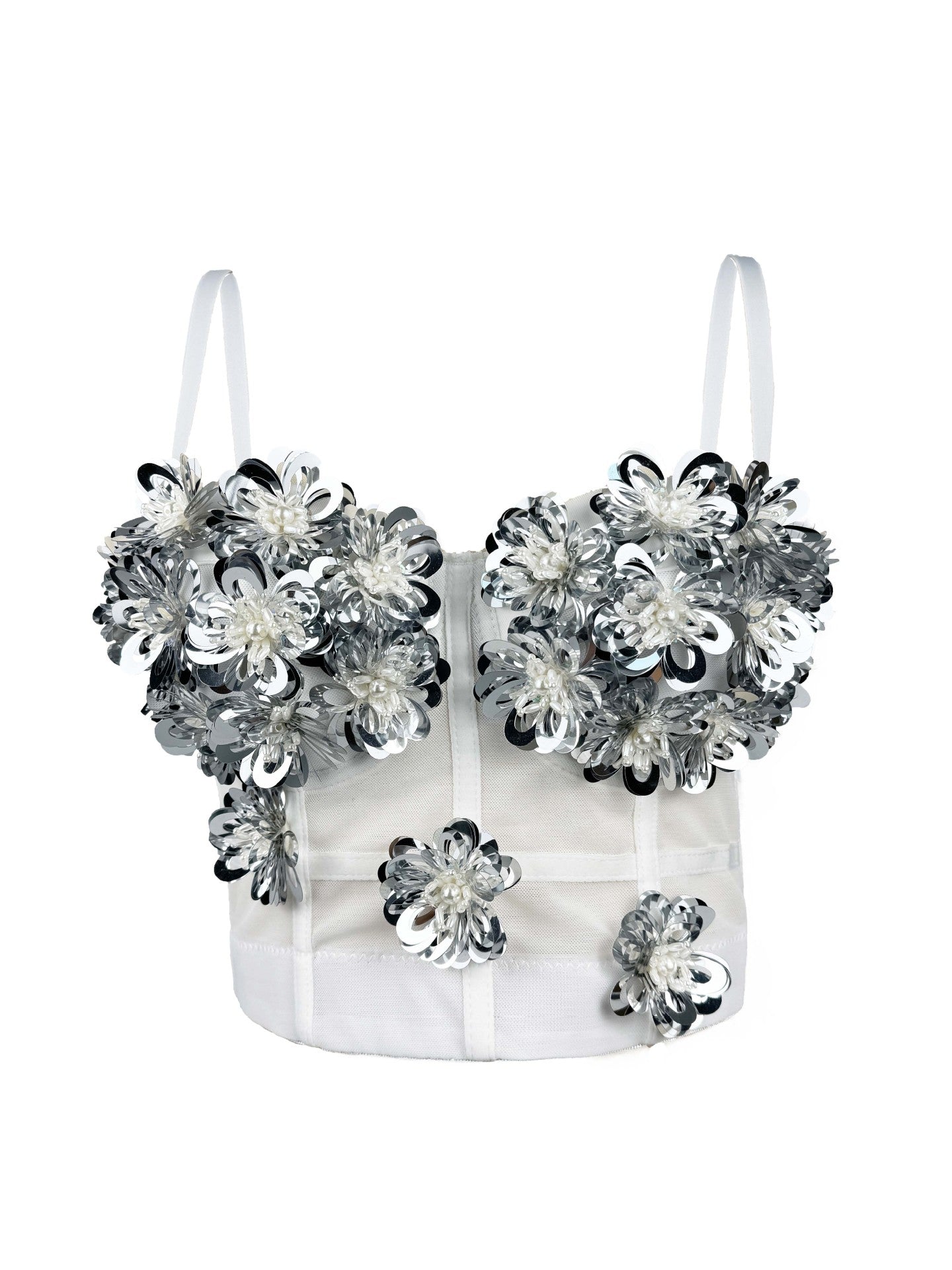 Black and White Sequined Fishbone Sling 69B882