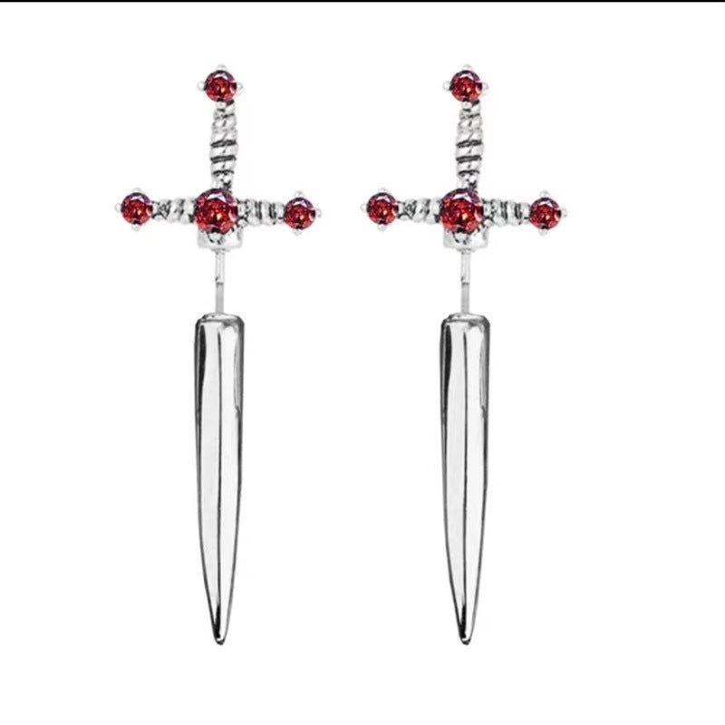 Gothic Sword Lady Stud Earrings Woman 69B902
