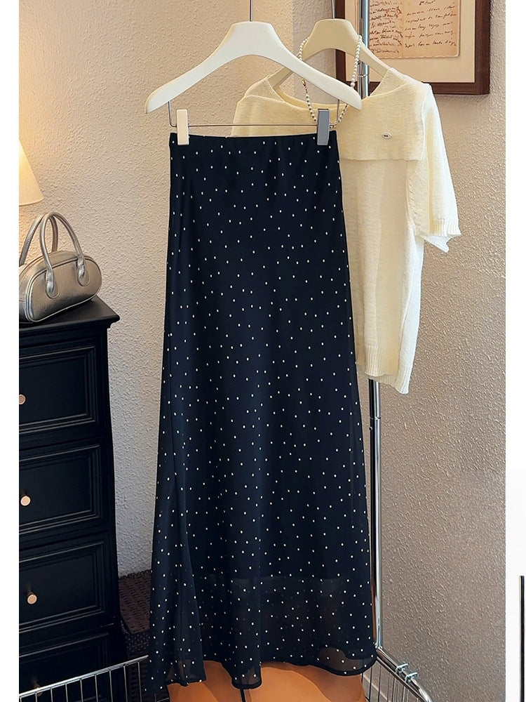 Polka Dot Fishtail Skirt Women's Skirt  69A693