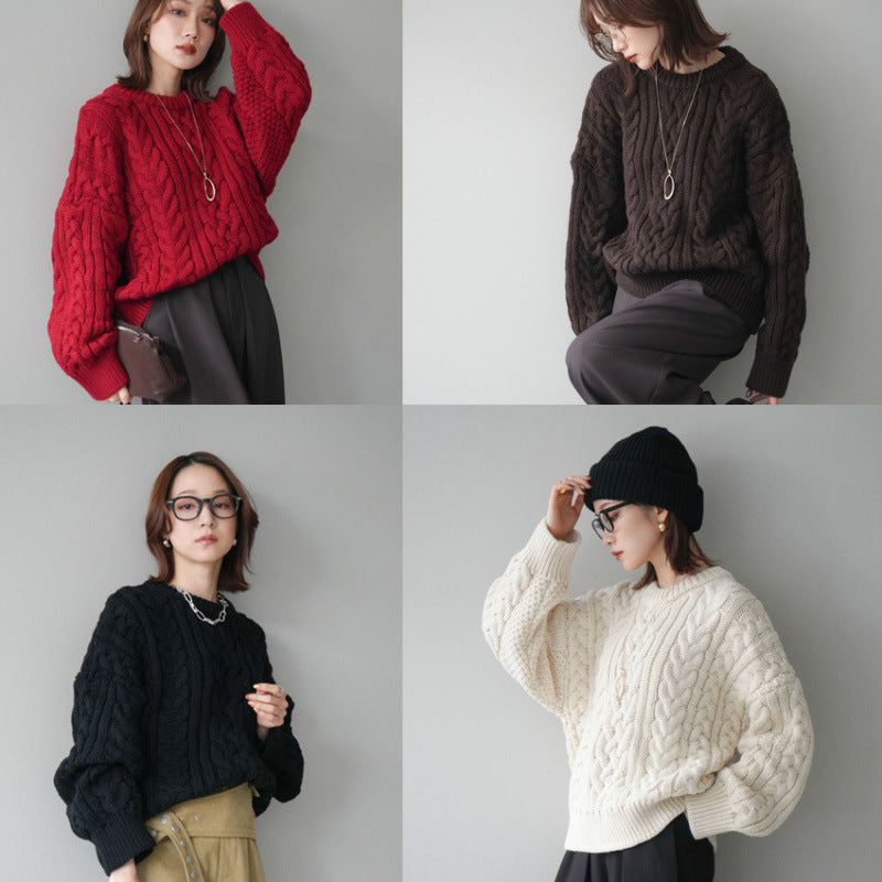 Knitted Sweater Solid Color Top  SA612