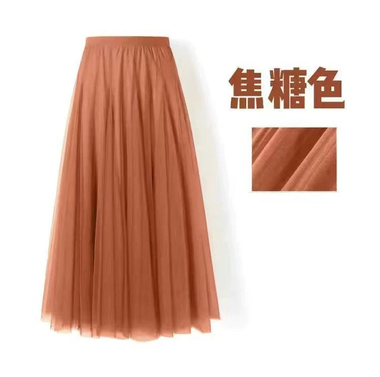 Carefully Selected Pleated Skirt with Mesh Overlay 69B976