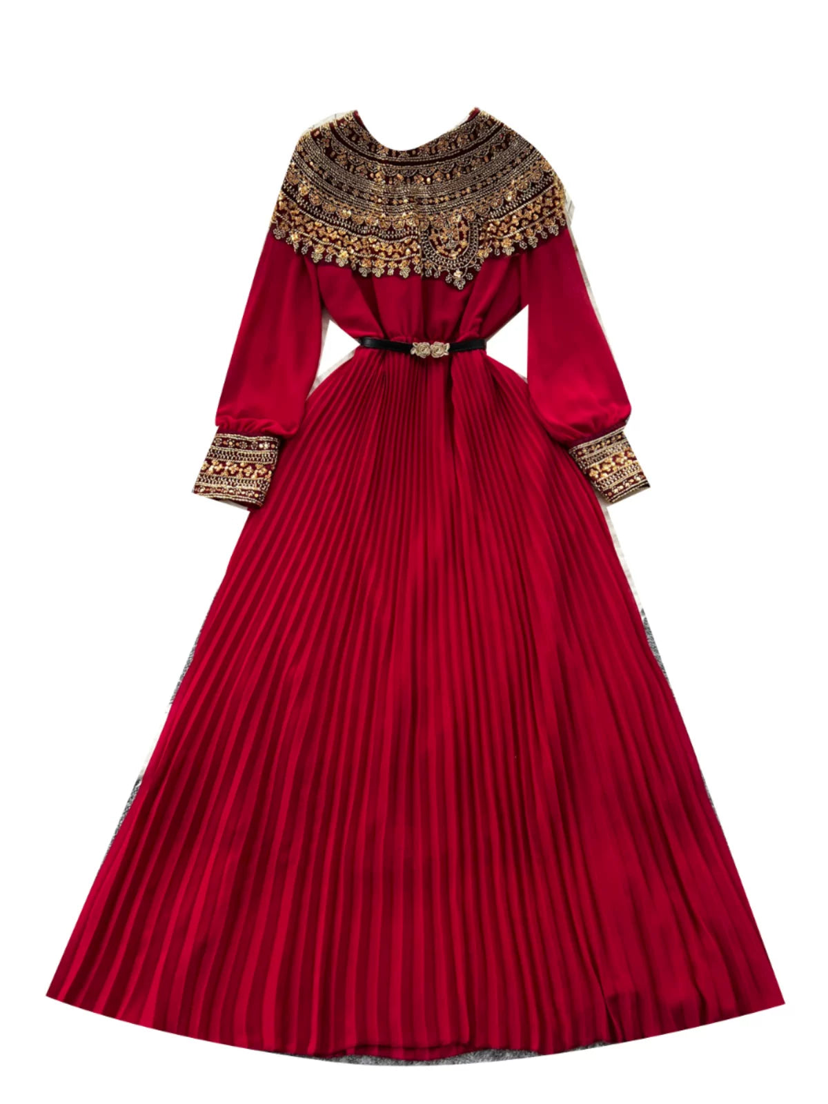 Sequined Patchwork Long-sleeved Dress  64D117