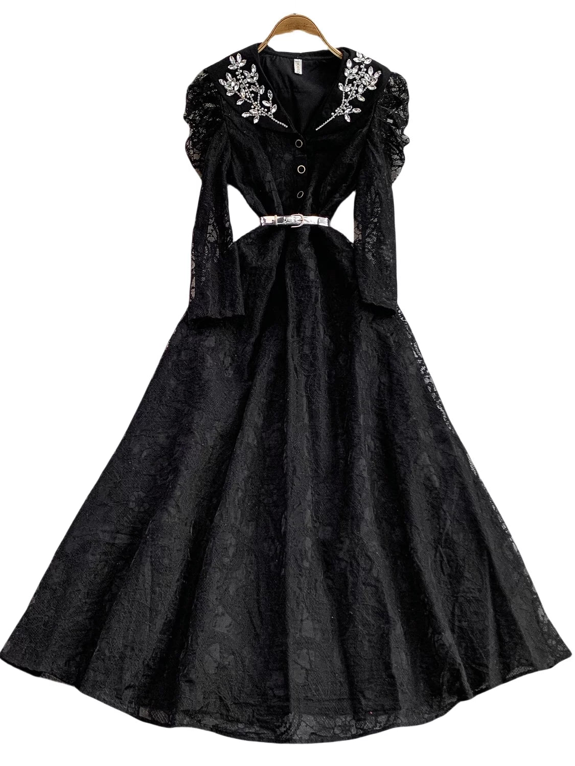 Diamond V-neck Long-sleeved Dress for Women  69B920