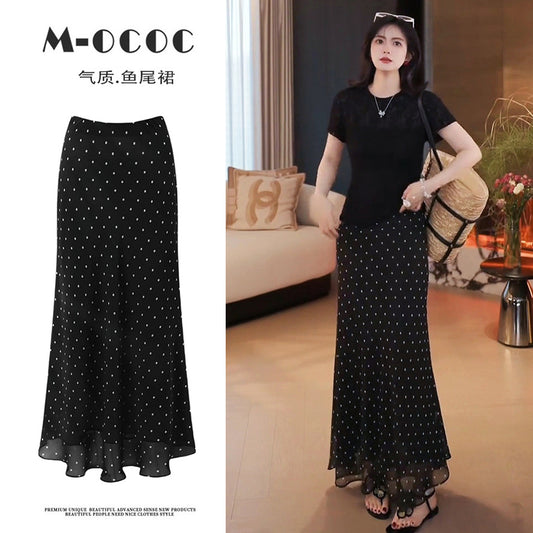 Polka Dot Fishtail Skirt Women's Skirt  69A693