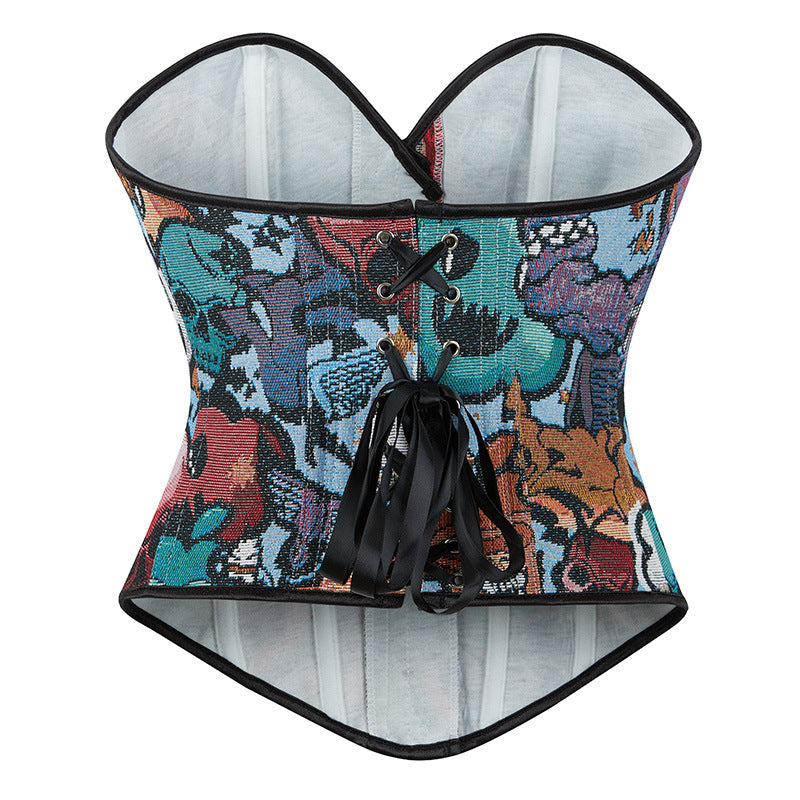 Skull Corset Fish Bone Jacquard Court Shapewear 69A664