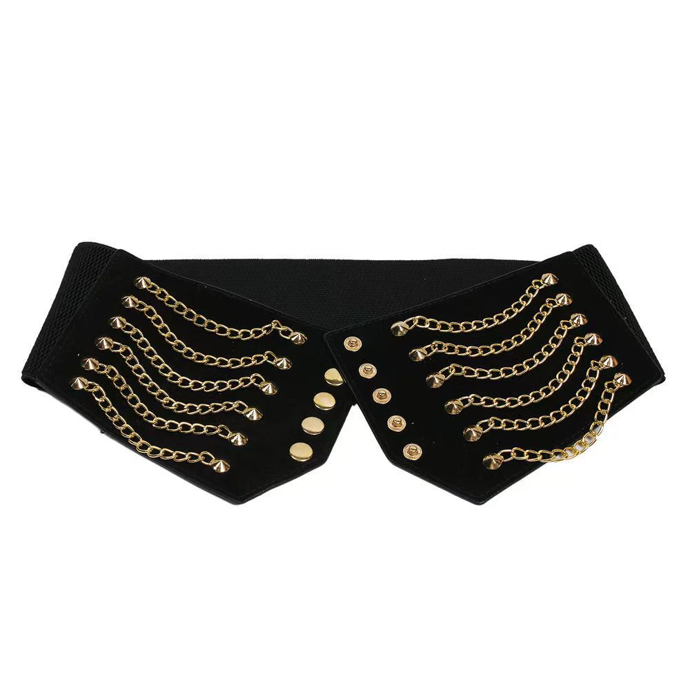 Waist Belt with Rivets and Elastic 64H074