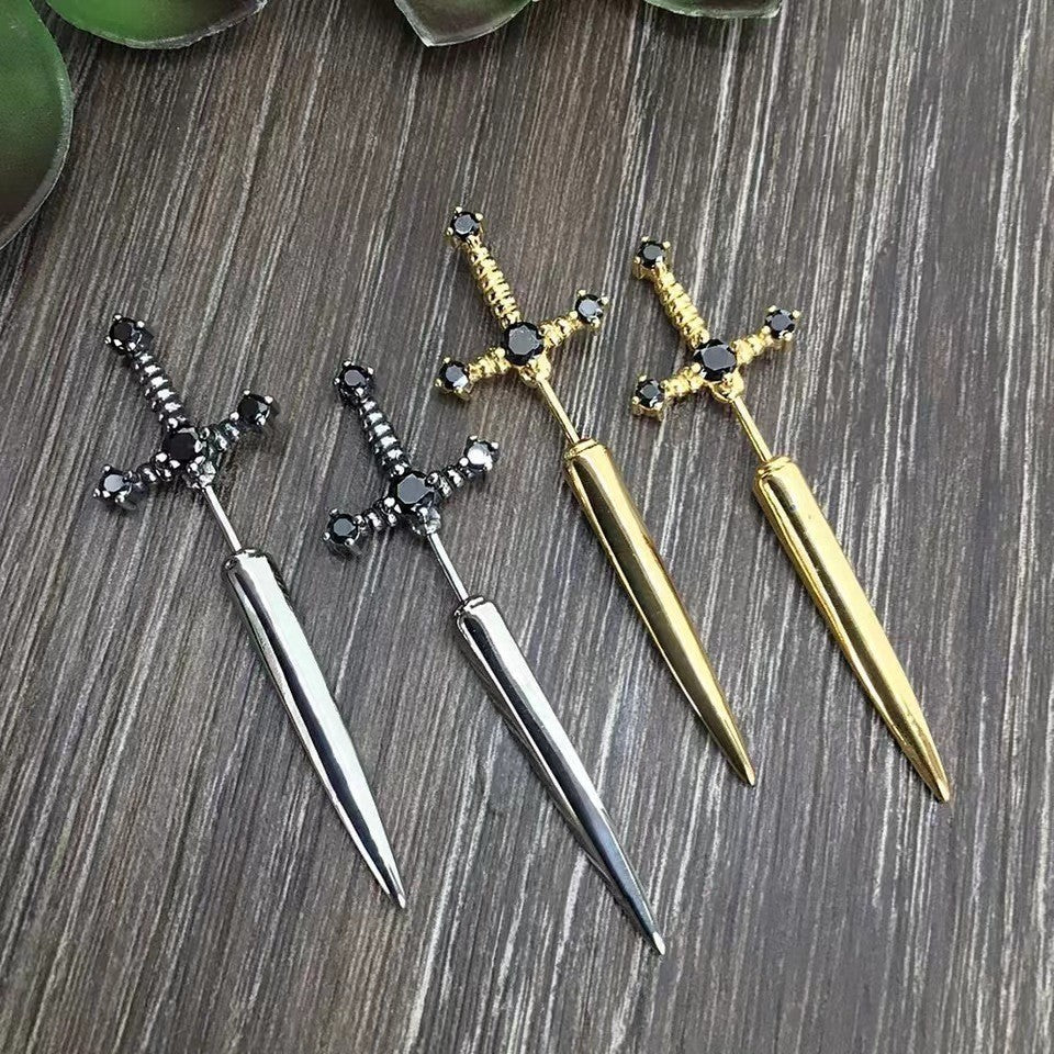 Gothic Sword Lady Stud Earrings Woman 69B902
