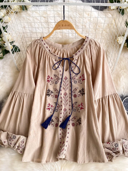 Embroidered and Printed Long-sleeved Shirt SA799/SA800