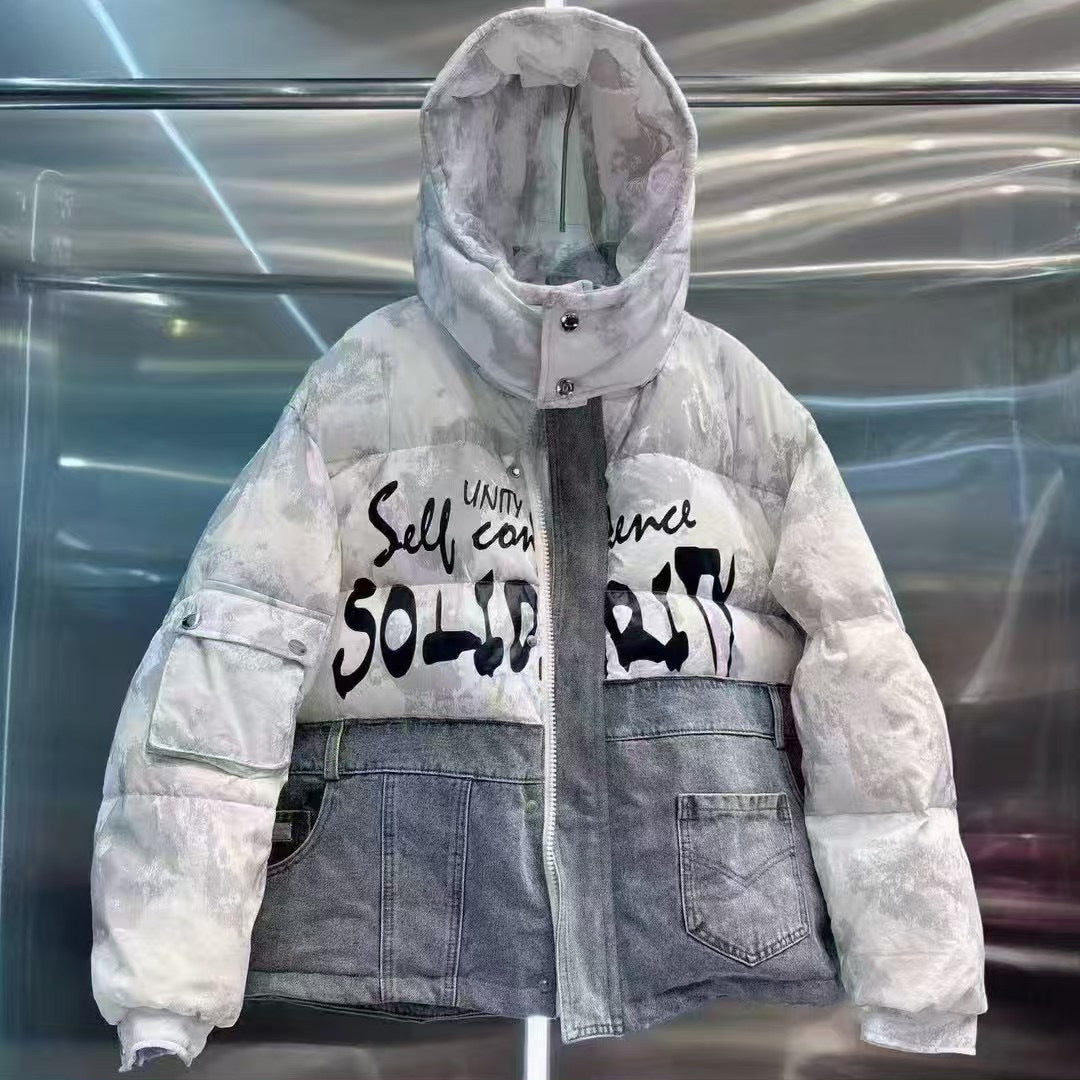 Denim Spliced White Jacket SA450