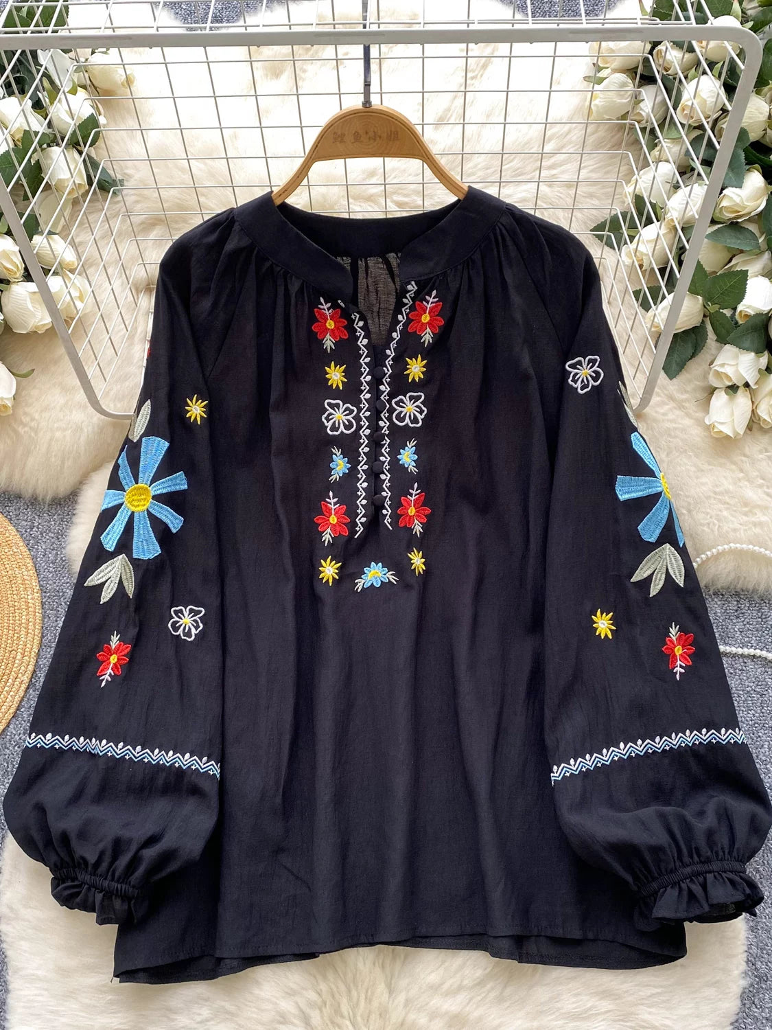 Round Neck Lantern Sleeve Shirt  SA797/SA798