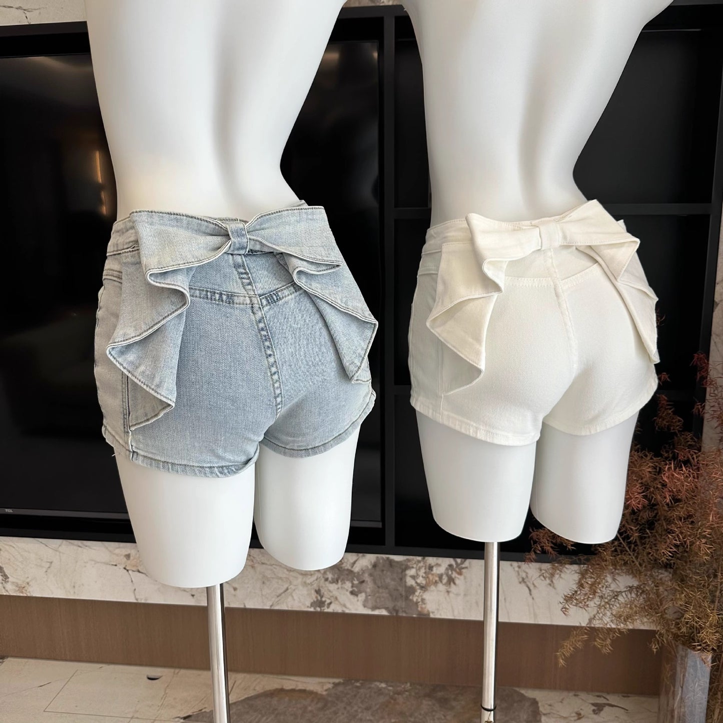 Women's Bow Tie Denim Shorts  US 64D095