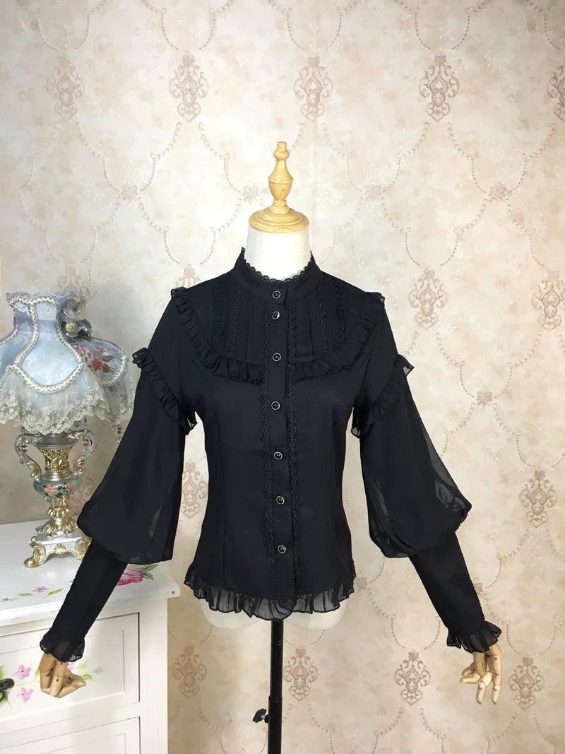 Stand Collar Lolita Dress Shirt  US-64D185